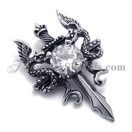 Fashion Titanium Sword Pendant with Zircon