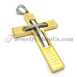 Elegant Gold Cross Titanium Pendant