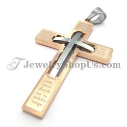 Elegant Rose Gold Cross Titanium Pendant