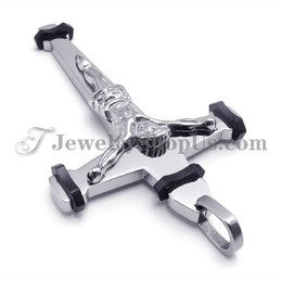 Elegant Black Titanium Jesus Cross Pendant