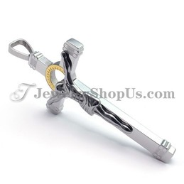 Elegant Gold Titanium Jesus Cross Pendant