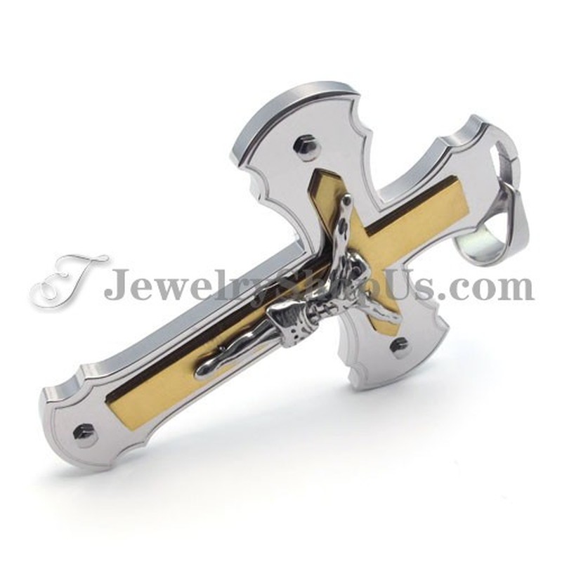 Classical Gold Titanium Jesus Cross Pendant