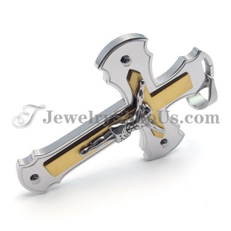 Classical Gold Titanium Jesus Cross Pendant