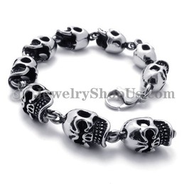 Elegant Skulls Titanium Bracelet