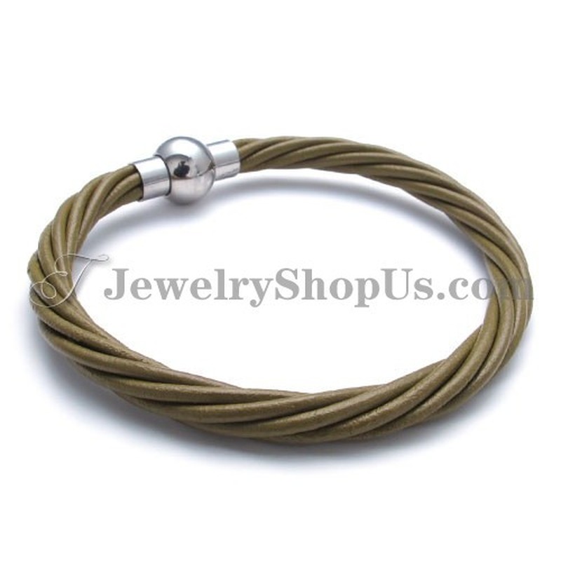 Fashion Leather with Titanium Bracelet