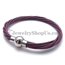 Fashion Purple Leather with Titanium Bracelet