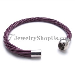 Fashion Purple Leather with Titanium Bracelet