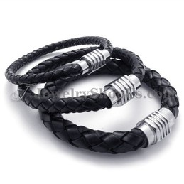 Fashion Leather and Titanium Bracelet
