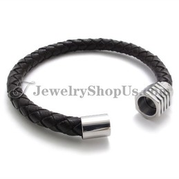 Fashion Titanium with Leather Bracelet