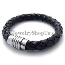 Elegant Titanium and Leather Bracelet