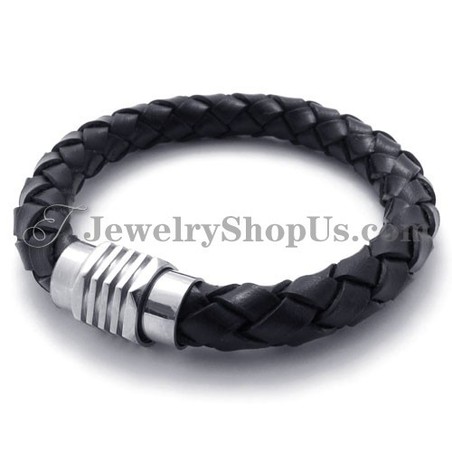 Elegant Titanium and Leather Bracelet