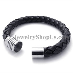 Elegant Titanium and Leather Bracelet