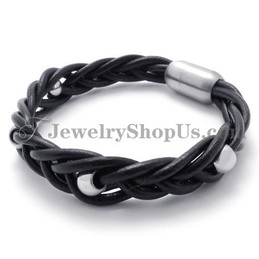Fashion Leather with Titanium Bracelet