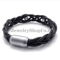 Fashion Leather with Titanium Bracelet