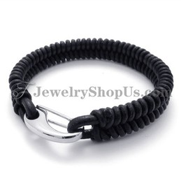 Elegant Leather Titanium Bracelet