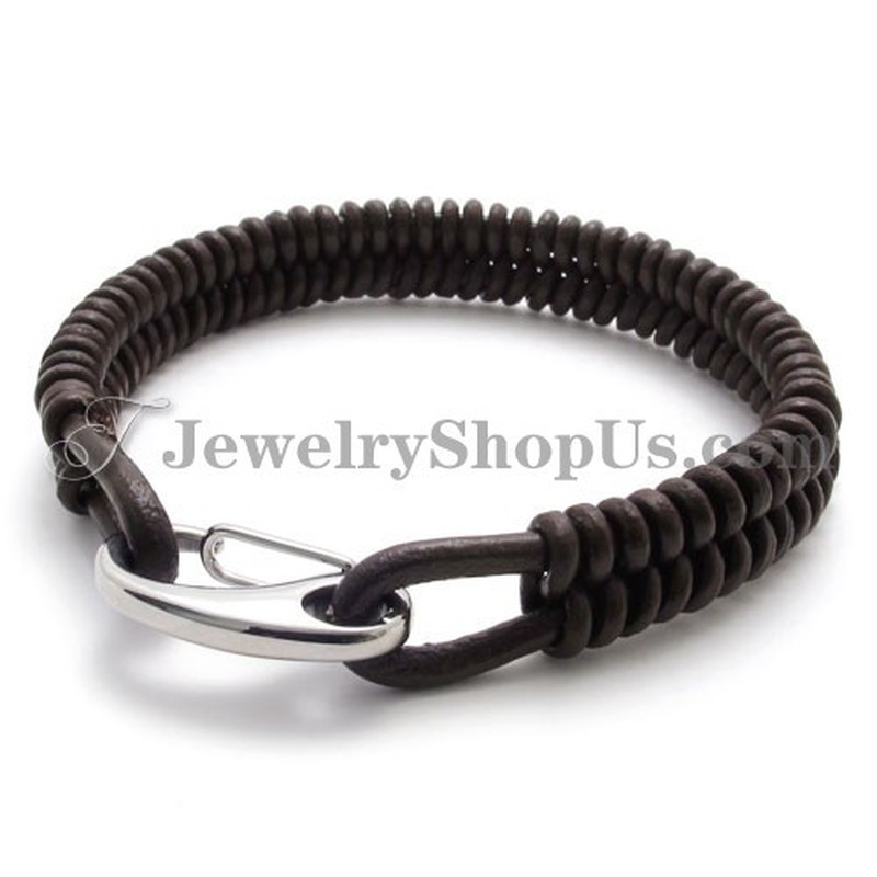 Gorgeous Brown Titanium and Leather Bracelet