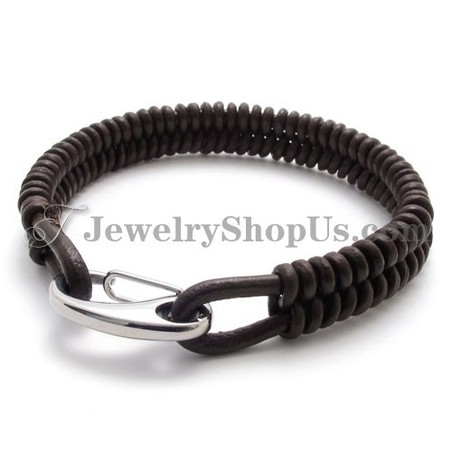 Gorgeous Brown Titanium and Leather Bracelet