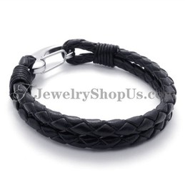 Elegant Titanium Leather Bracelet