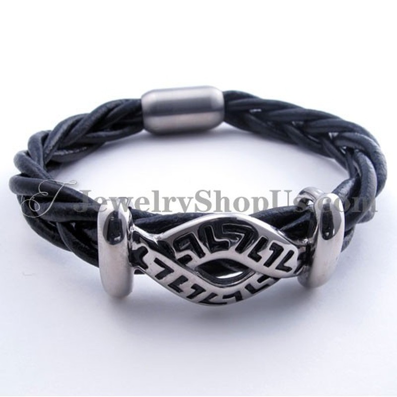 Fashion Leather Titanium Bracelet