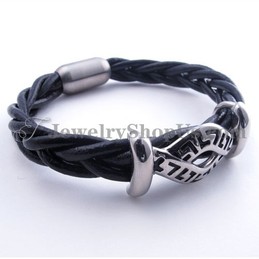 Fashion Leather Titanium Bracelet