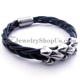 Elegant Leather Titanium Bracelet