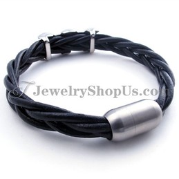 Elegant Leather Titanium Bracelet