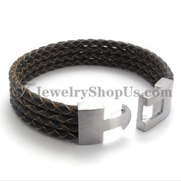 Elegant Leather and Titanium Bracelet