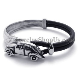 Elegant Leather with Titanium Bracelet