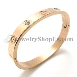 Fashion Rose Gold Titanium Bracelet with Rhinestone