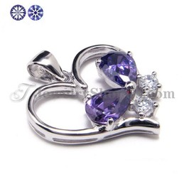 925 Silver Zircon Pendant with Free Chain