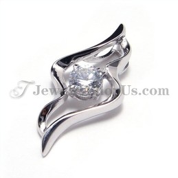 925 Silver Pendant with Zircon (Electroplating platinum) with Free Chain