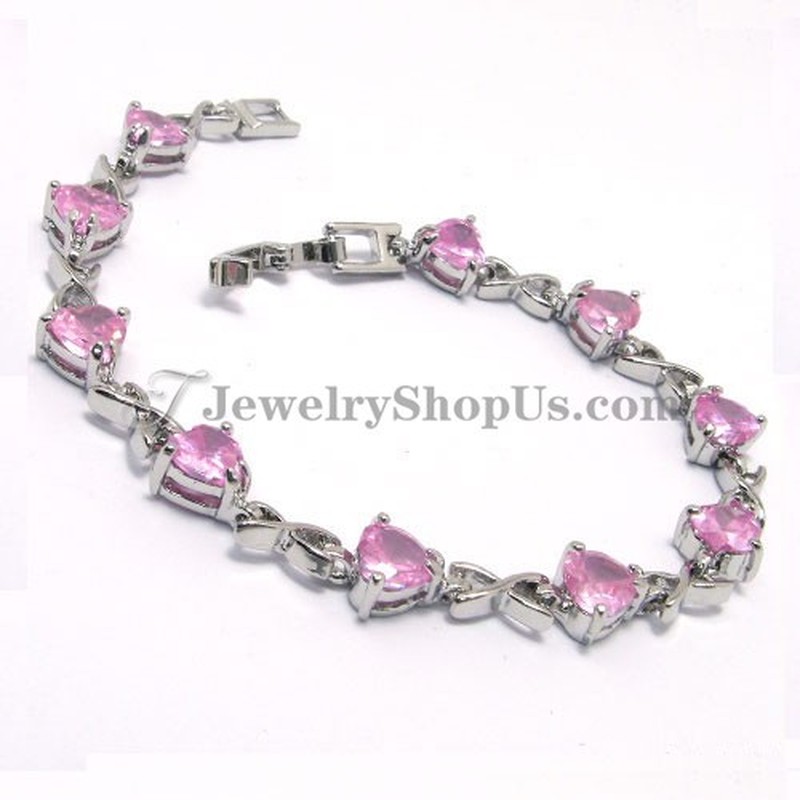 Fashion Alloy Bracelet with Heart Shape Zircons