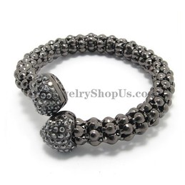 Black Alloy Bracelet with Black Rhinestones