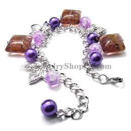 Fashion Alloy Bracelet with Purple Synthetic Crystals