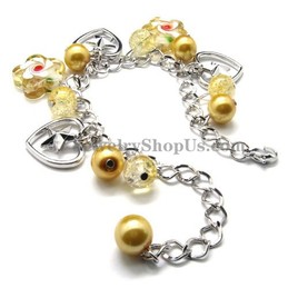 Fashion Alloy Bracelet with Yellow Synthetic Crystals