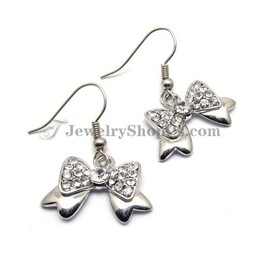 Fashion Bow-Tie Shape Alloy Earrings with Rhinestones