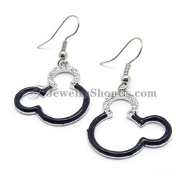 Lovely Mickey Alloy Earrings with Rhinestones
