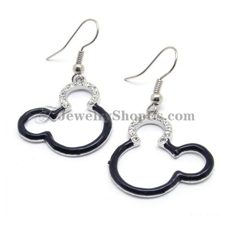 Lovely Mickey Alloy Earrings with Rhinestones