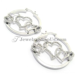 Romance Hearts Shape Earrings with Rhinestones