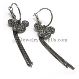 Micky Alloy Rhinestones Earrings with Tassels