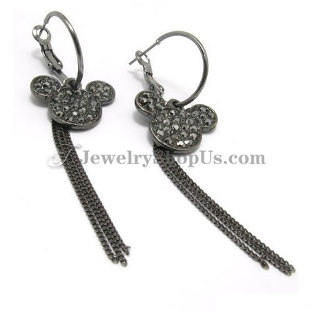 Micky Alloy Rhinestones Earrings with Tassels