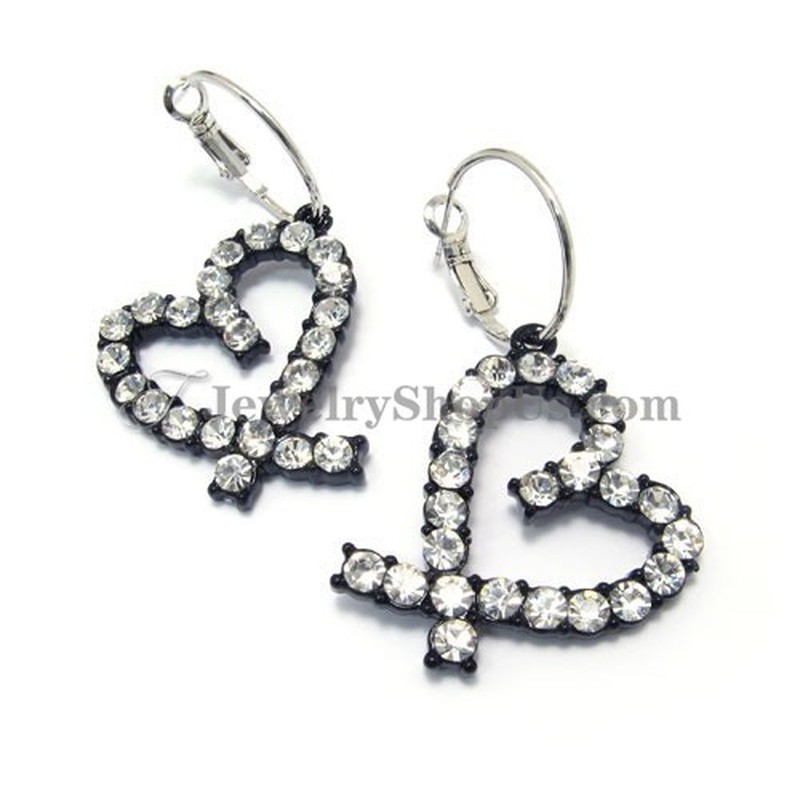 Gorgeous Heart Shape Alloy Earrings with Rhinestones