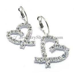 Fashion Heart Shape Alloy Earrings with Rhinestones
