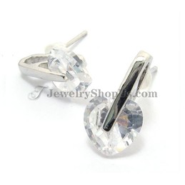 Beautiful Alloy Earrings with Heart Shape Zircon