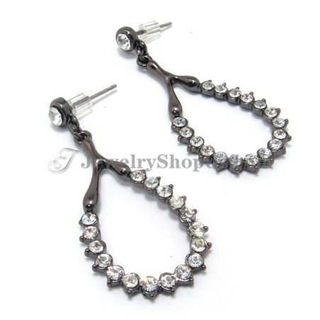 Beautiful Alloy Earrings with Rhinestones