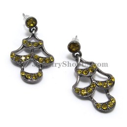 Beautiful Alloy Earrings with Yellow Rhinestones
