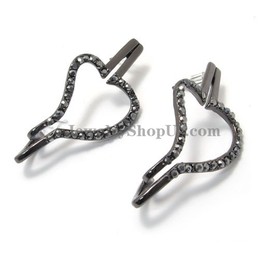 Gorgeous Black Alloy Earrings with Rhinestones