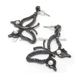 Gorgeous Butterfly Alloy Earrings with Rhinestones