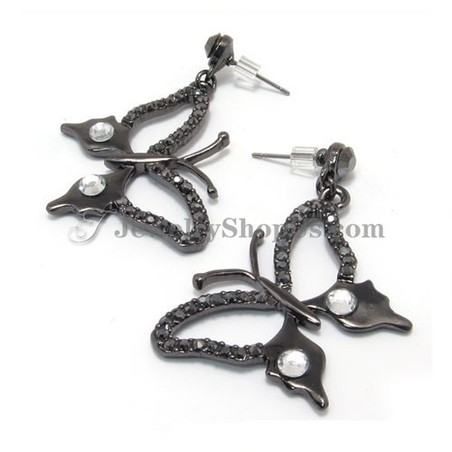 Gorgeous Butterfly Alloy Earrings with Rhinestones