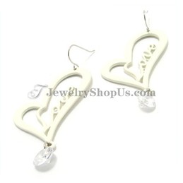 Romance White Heart Shape Earrings with Zircon